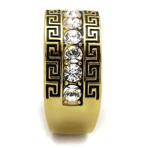 TK2310 - IP Gold(Ion Plating) Stainless Steel Ring with Top Grade Crystal  in Clear