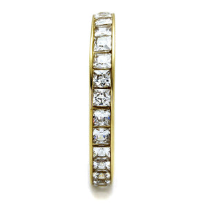 TK2344G - IP Gold(Ion Plating) Stainless Steel Ring with AAA Grade CZ  in Clear