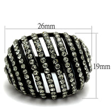 Load image into Gallery viewer, TK2345 - IP Black(Ion Plating) Stainless Steel Ring with Top Grade Crystal  in Black Diamond