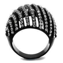 Load image into Gallery viewer, TK2345 - IP Black(Ion Plating) Stainless Steel Ring with Top Grade Crystal  in Black Diamond