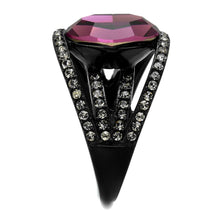 Load image into Gallery viewer, TK2348 - IP Black(Ion Plating) Stainless Steel Ring with Top Grade Crystal  in Amethyst