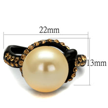 Load image into Gallery viewer, TK2349 - IP Black(Ion Plating) Stainless Steel Ring with Synthetic Pearl in Topaz