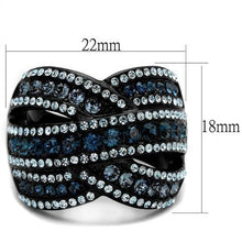 Load image into Gallery viewer, TK2352 - IP Black(Ion Plating) Stainless Steel Ring with Top Grade Crystal  in Montana