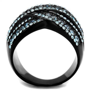 TK2352 - IP Black(Ion Plating) Stainless Steel Ring with Top Grade Crystal  in Montana