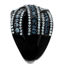 Load image into Gallery viewer, TK2352 - IP Black(Ion Plating) Stainless Steel Ring with Top Grade Crystal  in Montana