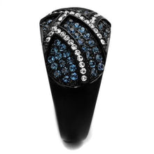 Load image into Gallery viewer, TK2353 - IP Black(Ion Plating) Stainless Steel Ring with Top Grade Crystal  in Montana