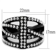 Load image into Gallery viewer, TK2354 - IP Black(Ion Plating) Stainless Steel Ring with Top Grade Crystal  in Clear