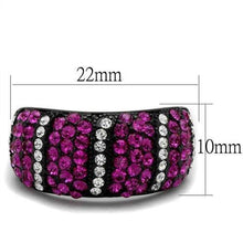 Load image into Gallery viewer, TK2356 - IP Black(Ion Plating) Stainless Steel Ring with Top Grade Crystal  in Fuchsia