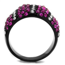 Load image into Gallery viewer, TK2356 - IP Black(Ion Plating) Stainless Steel Ring with Top Grade Crystal  in Fuchsia