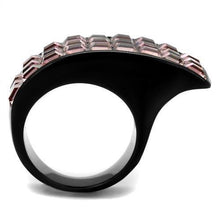 Load image into Gallery viewer, TK2359 - IP Black(Ion Plating) Stainless Steel Ring with Top Grade Crystal  in Light Rose