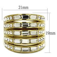 Load image into Gallery viewer, TK2362 - IP Gold(Ion Plating) Stainless Steel Ring with Top Grade Crystal  in Clear