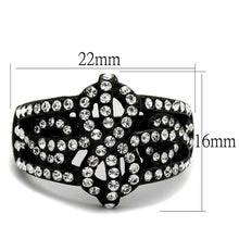 Load image into Gallery viewer, TK2363 - IP Black(Ion Plating) Stainless Steel Ring with Top Grade Crystal  in Clear