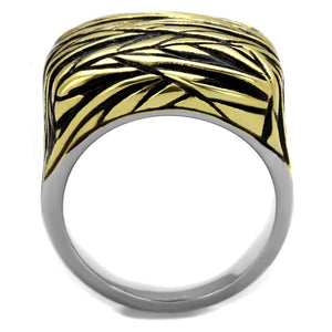 TK2370 - Two-Tone IP Gold (Ion Plating) Stainless Steel Ring with Epoxy  in Jet