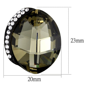 TK2377 - IP Black(Ion Plating) Stainless Steel Earrings with Top Grade Crystal  in Black Diamond