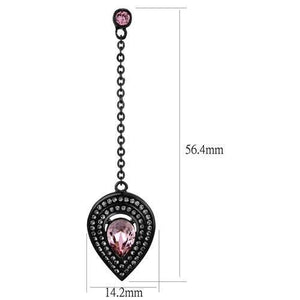 TK2380 - IP Black(Ion Plating) Stainless Steel Earrings with Top Grade Crystal  in Light Rose