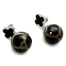 Load image into Gallery viewer, TK2383 - High polished (no plating) Stainless Steel Earrings with Synthetic Onyx in Multi Color