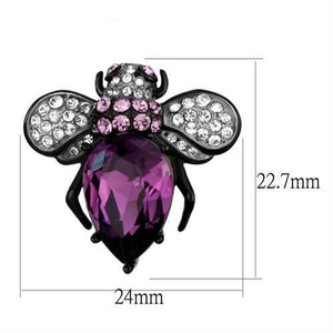 TK2385 - Two-Tone IP Black (Ion Plating) Stainless Steel Earrings with Top Grade Crystal  in Amethyst