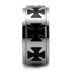 TK2391 - High polished (no plating) Stainless Steel Ring with Epoxy  in Jet