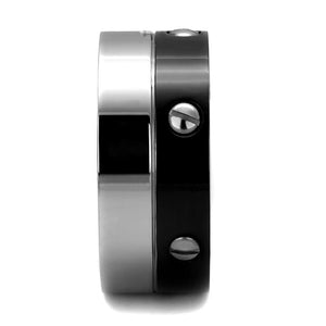 TK2397 - Two-Tone IP Black (Ion Plating) Stainless Steel Ring with No Stone