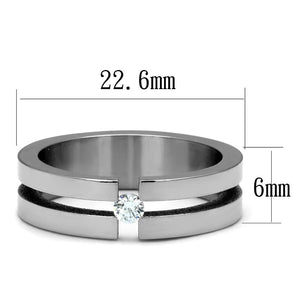 TK2412 - High polished (no plating) Stainless Steel Ring with AAA Grade CZ  in Clear