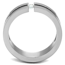 Load image into Gallery viewer, TK2412 - High polished (no plating) Stainless Steel Ring with AAA Grade CZ  in Clear