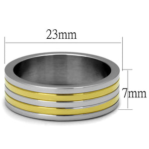 TK2413 - Two-Tone IP Gold (Ion Plating) Stainless Steel Ring with No Stone