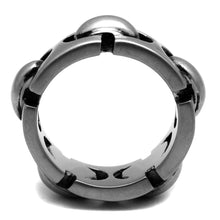 Load image into Gallery viewer, TK2421 - Antique Silver Stainless Steel Ring with Epoxy  in Jet