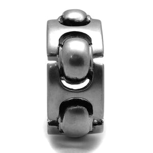 TK2421 - Antique Silver Stainless Steel Ring with Epoxy  in Jet