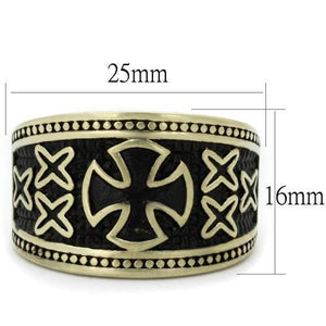 TK2469 - IP Antique Copper Stainless Steel Ring with Epoxy  in Jet