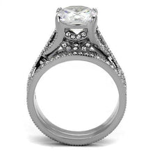 Load image into Gallery viewer, TK2478 - High polished (no plating) Stainless Steel Ring with AAA Grade CZ  in Clear