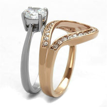 Load image into Gallery viewer, TK2479 - Two-Tone IP Rose Gold Stainless Steel Ring with AAA Grade CZ  in Clear