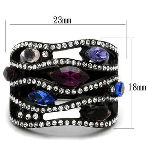 TK2480 - IP Black(Ion Plating) Stainless Steel Ring with Top Grade Crystal  in Multi Color