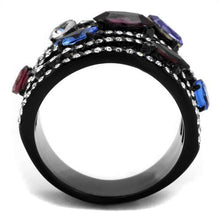 Load image into Gallery viewer, TK2480 - IP Black(Ion Plating) Stainless Steel Ring with Top Grade Crystal  in Multi Color