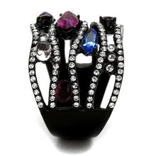 Load image into Gallery viewer, TK2480 - IP Black(Ion Plating) Stainless Steel Ring with Top Grade Crystal  in Multi Color