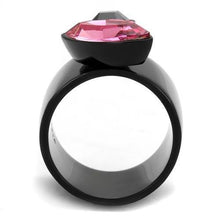 Load image into Gallery viewer, TK2484 - IP Black(Ion Plating) Stainless Steel Ring with Top Grade Crystal  in Rose