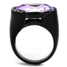 Load image into Gallery viewer, TK2485 - IP Black(Ion Plating) Stainless Steel Ring with Top Grade Crystal  in Violet