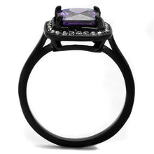 Load image into Gallery viewer, TK2487 - IP Black(Ion Plating) Stainless Steel Ring with AAA Grade CZ  in Amethyst