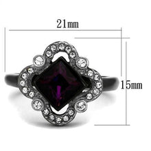 Load image into Gallery viewer, TK2489 - Two-Tone IP Black Stainless Steel Ring with Top Grade Crystal  in Fuchsia