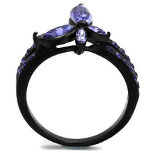 Load image into Gallery viewer, TK2490 - IP Black(Ion Plating) Stainless Steel Ring with Top Grade Crystal  in Tanzanite