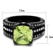 Load image into Gallery viewer, TK2491 - IP Black(Ion Plating) Stainless Steel Ring with AAA Grade CZ  in Apple Green color