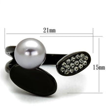 Load image into Gallery viewer, TK2493 - IP Black(Ion Plating) Stainless Steel Ring with Synthetic Pearl in Gray