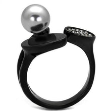 Load image into Gallery viewer, TK2493 - IP Black(Ion Plating) Stainless Steel Ring with Synthetic Pearl in Gray