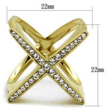 Load image into Gallery viewer, TK2497 - IP Gold(Ion Plating) Stainless Steel Ring with Top Grade Crystal  in Clear