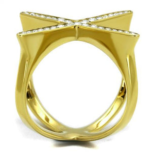 TK2497 - IP Gold(Ion Plating) Stainless Steel Ring with Top Grade Crystal  in Clear