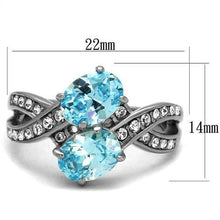 Load image into Gallery viewer, TK2501 - High polished (no plating) Stainless Steel Ring with AAA Grade CZ  in Sea Blue