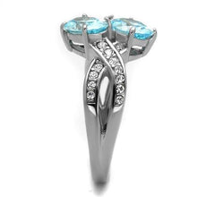 Load image into Gallery viewer, TK2501 - High polished (no plating) Stainless Steel Ring with AAA Grade CZ  in Sea Blue