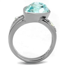 Load image into Gallery viewer, TK2502 - High polished (no plating) Stainless Steel Ring with Top Grade Crystal  in Sea Blue