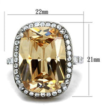 Load image into Gallery viewer, TK2503 - High polished (no plating) Stainless Steel Ring with AAA Grade CZ  in Champagne