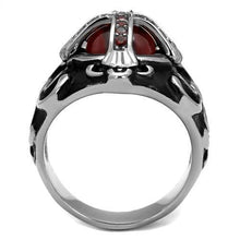 Load image into Gallery viewer, TK2507 - High polished (no plating) Stainless Steel Ring with AAA Grade CZ  in Garnet