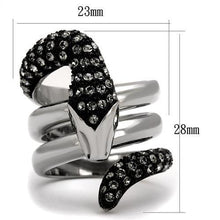 Load image into Gallery viewer, TK2511 - Two-Tone IP Black (Ion Plating) Stainless Steel Ring with Top Grade Crystal  in Black Diamond